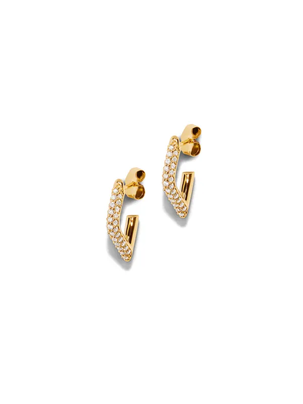 Small Pave Marquise Eye Yellow Gold Hoops made by Sydney Evan