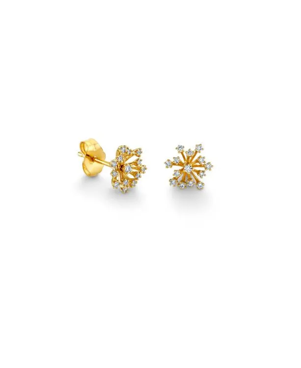 Small Desert Flower Burst Yellow Gold Stud Earrings sold by YLANG23
