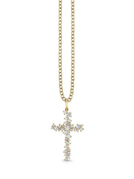 Diamond Cocktail Cross Yellow Gold Necklace sold by YLANG23