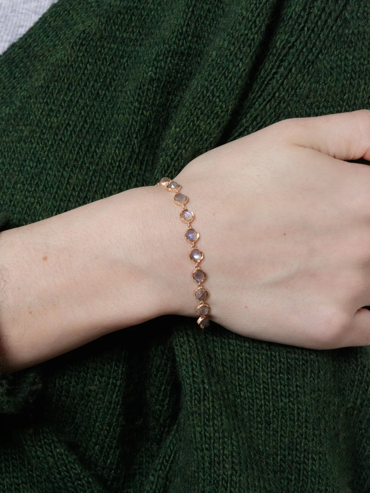 Rose Cut Labradorite Petite Classic Link Rose Gold Bracelet sold by YLANG23 product image thumbnail 2