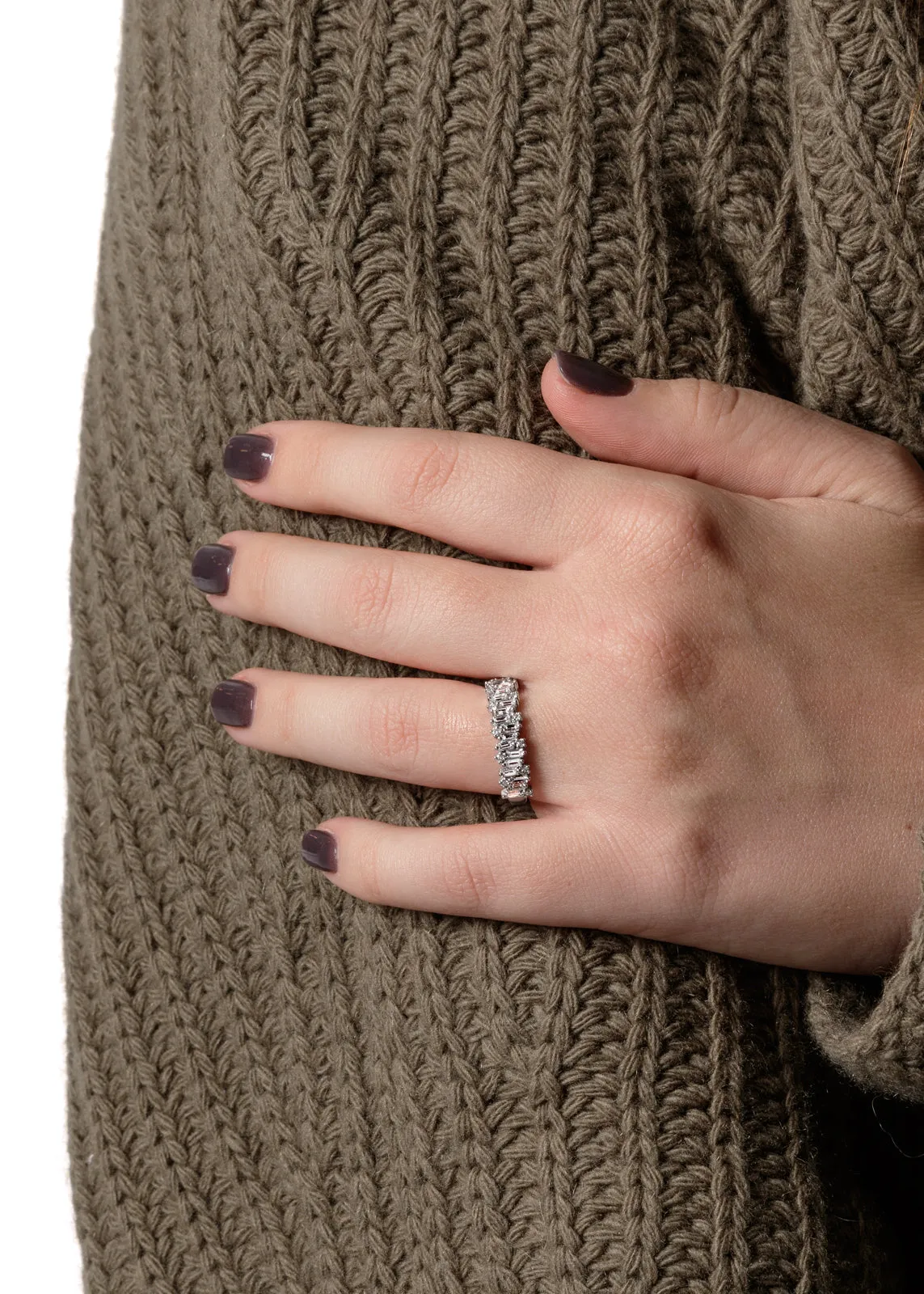 Classic Diamond Shimmer White Gold Half Band sold by YLANG23 product image thumbnail 2