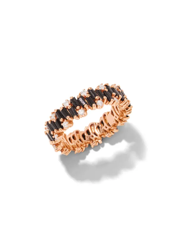 Black Sapphire and Diamond Firework Rose Gold Eternity Ring sold by YLANG23