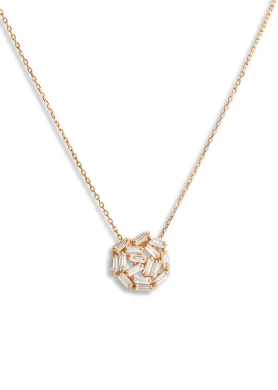 Mini Diamond Baguette Firework Rose Gold Necklace sold by YLANG23