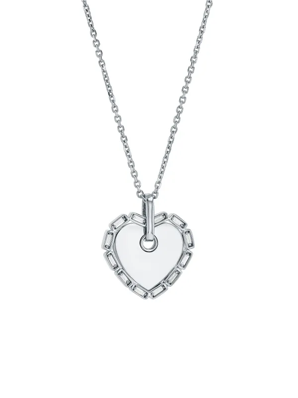 Medium Heart with Diamond Frame White Gold Necklace made by YLANG23