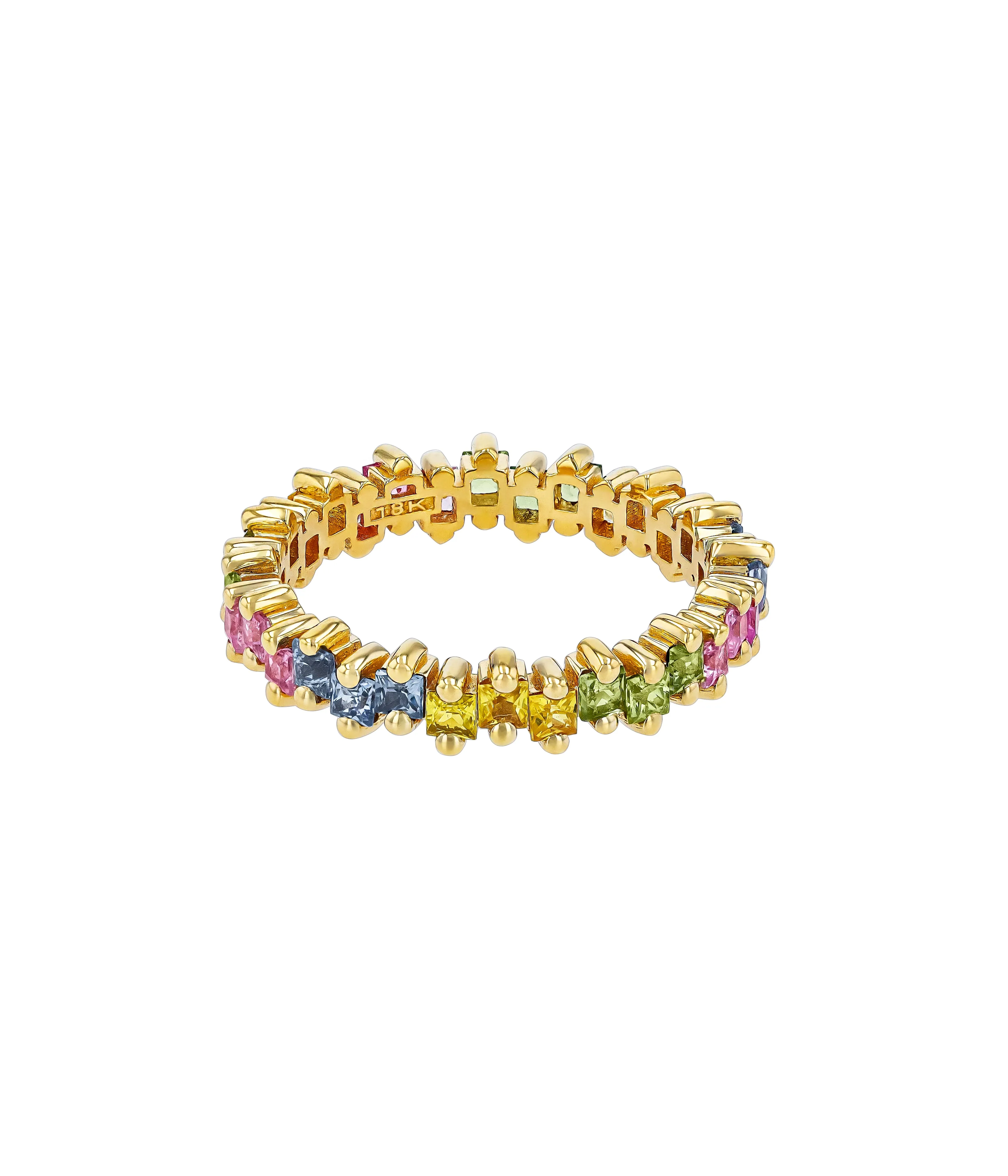 Princess Cut Pastel Sapphire Yellow Gold Eternity Ring sold by YLANG23