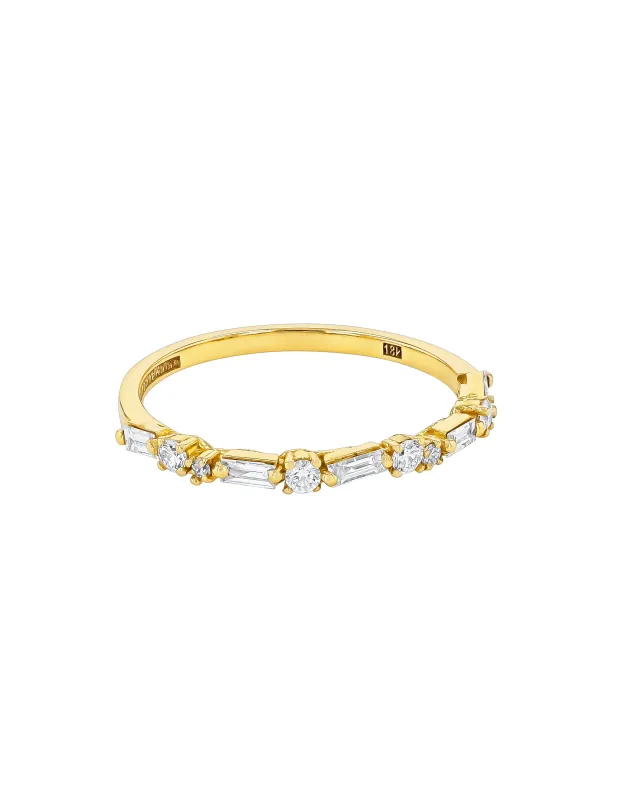Thin Mix Diamond Yellow Gold Ring made by YLANG23