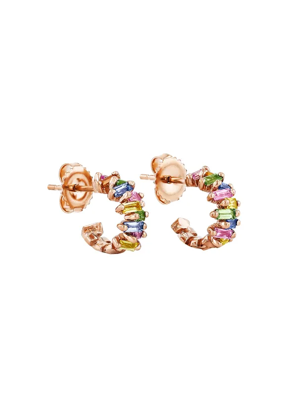Zigzag Pastel Sapphire Rose Gold Mini Hoops sold by YLANG23
