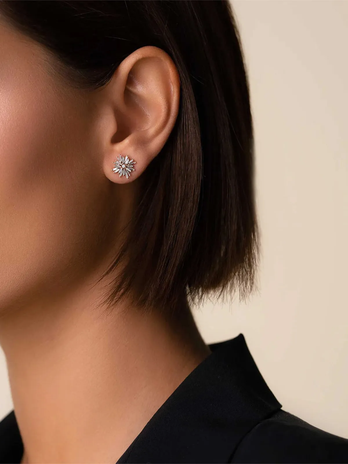 Classic Diamond Snowflake Yellow Gold Studs sold by YLANG23 product image thumbnail 2