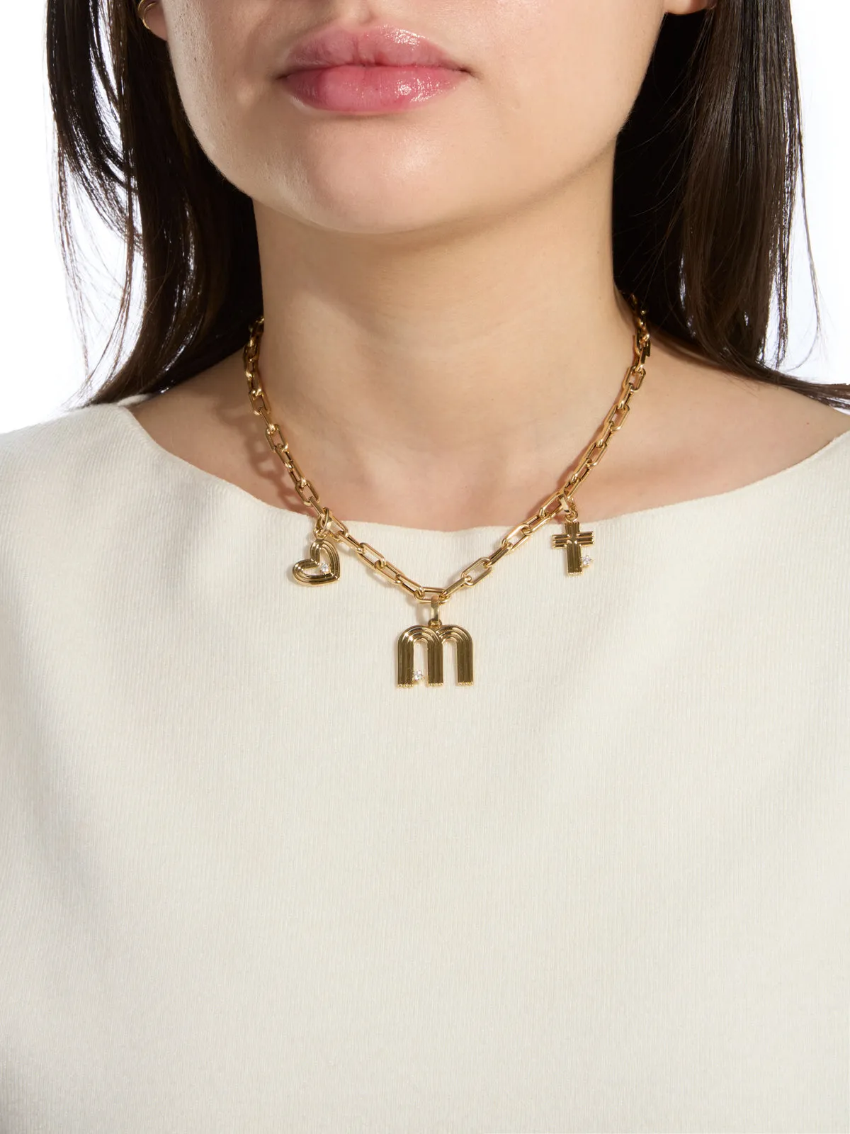 Groovy Diamond Initial Hinged Yellow Gold Charm sold by YLANG23 product image thumbnail 2