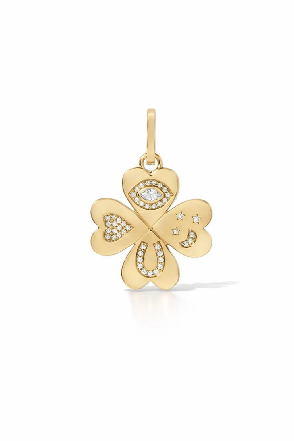 Good Luck Diamond Clover Hinged Yellow Gold Charm sold by YLANG23