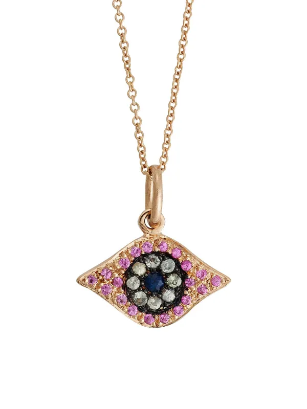 Pink, Green, & Blue Sapphire Kitten Eye Rose Gold Necklace sold by YLANG23