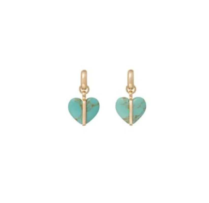 The Turquoise Mini Heart Earrings made by Roxanne Assoulin