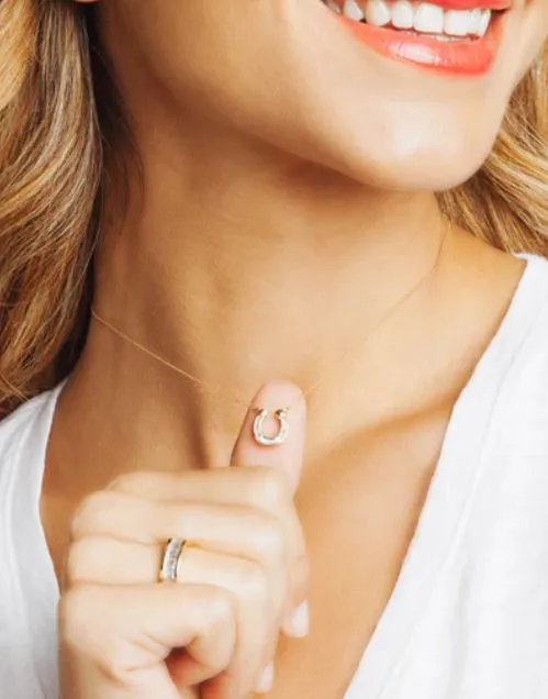 Baguette Horseshoe Yellow Gold Necklace sold by YLANG23 product image thumbnail 2