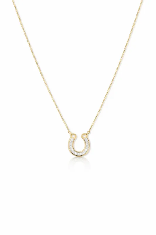 Baguette Horseshoe Yellow Gold Necklace sold by YLANG23