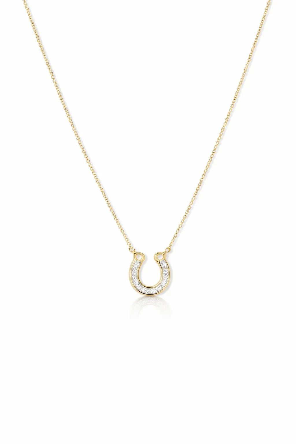 Baguette Horseshoe Yellow Gold Necklace sold by YLANG23