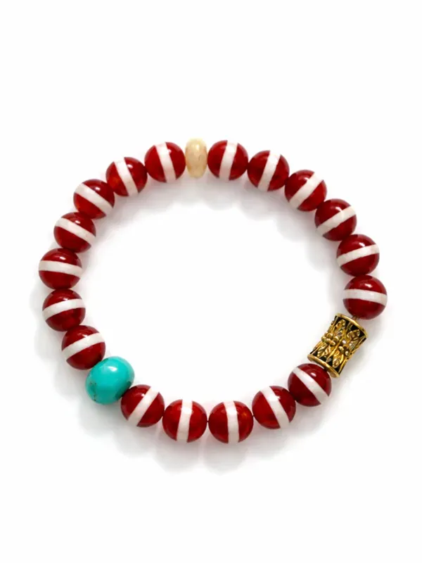 Striped Brown Agate & Multi Stone Beaded Bracelet made by YLANG23