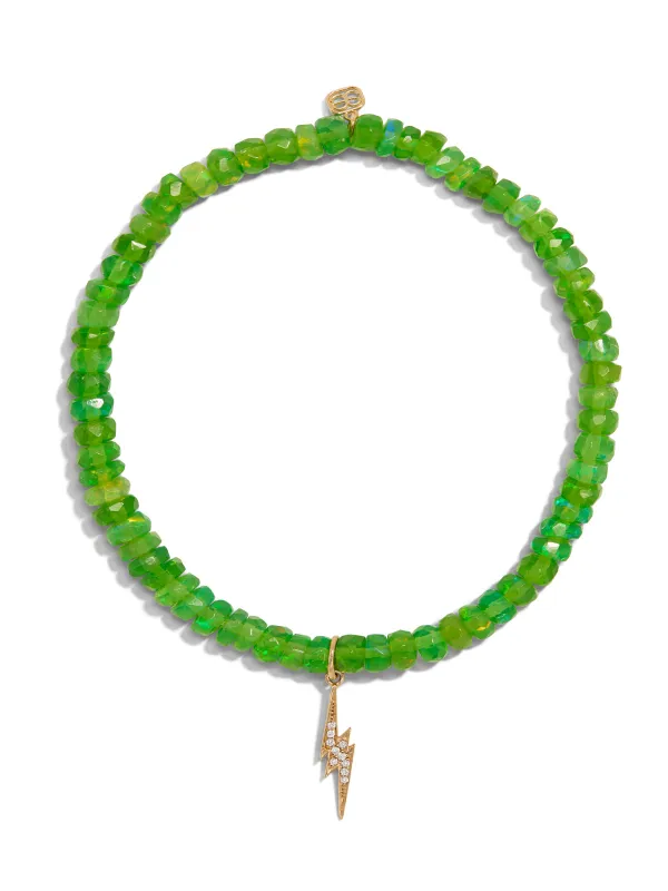 Diamond Lightning on Kiwi Ethiopian Opal Beaded Bracelet made by Sydney Evan