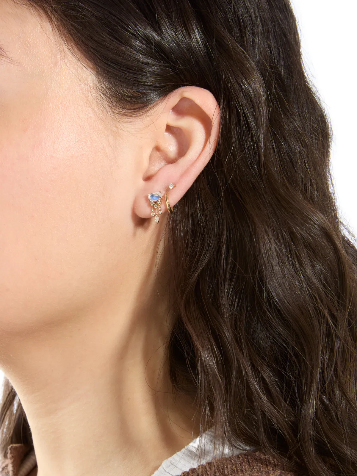 Moonstone & Diamond Jellyfish Yellow Gold Earrings sold by YLANG23 product image thumbnail 2