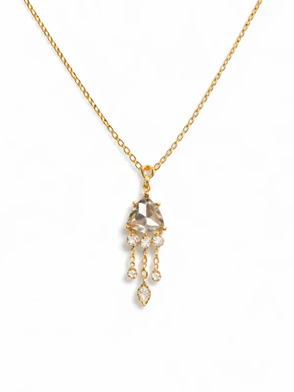 Grey Diamond & Diamond Jellyfish Yellow Gold Necklace sold by YLANG23