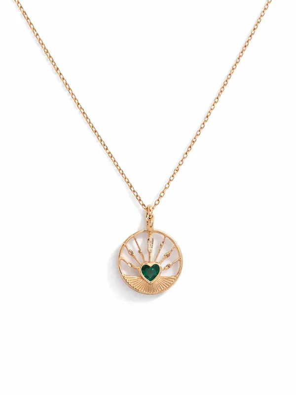 Emerald Heart & Diamond Yellow Gold Necklace made by YLANG23