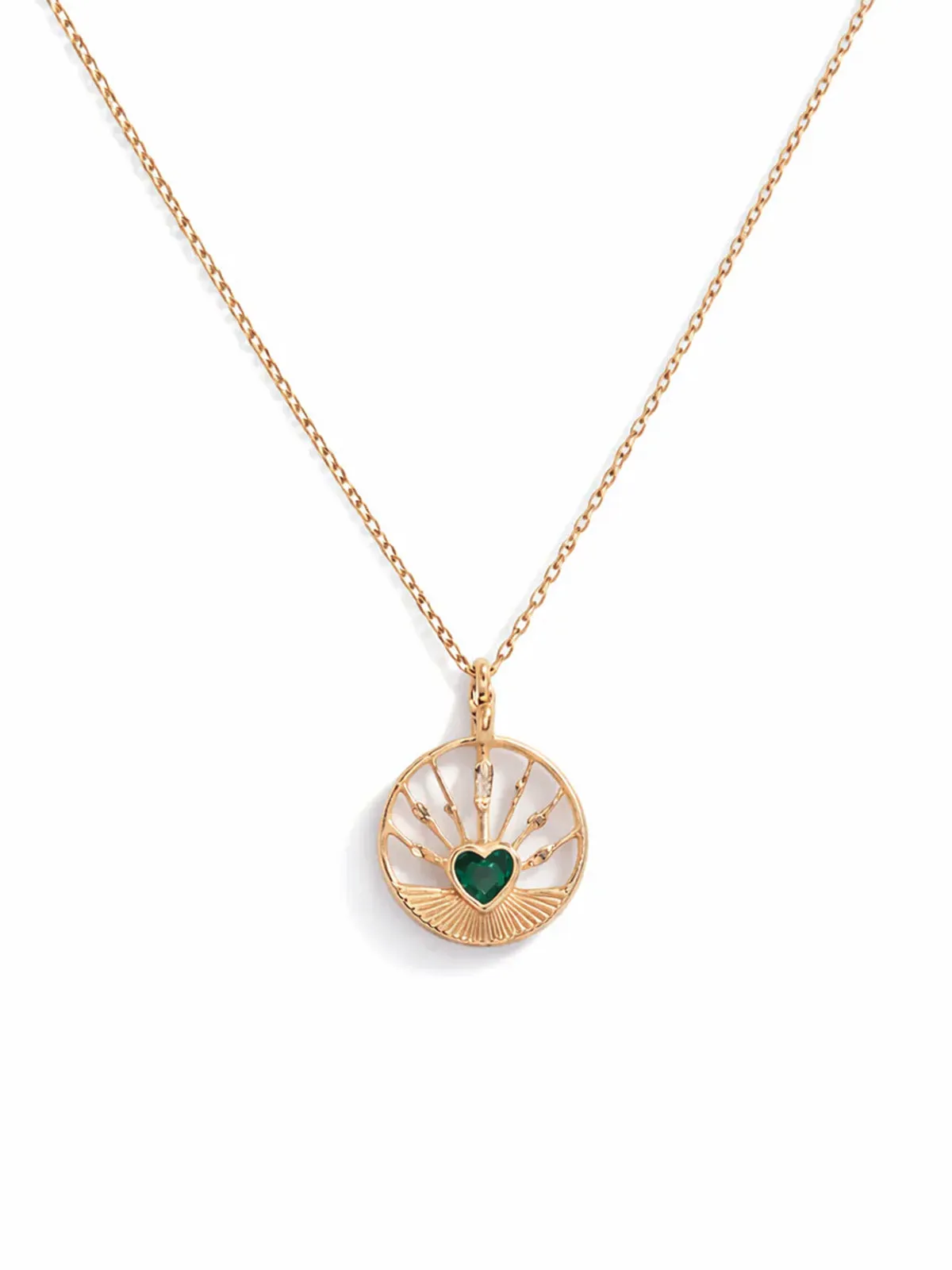 Emerald Heart & Diamond Yellow Gold Necklace sold by YLANG23