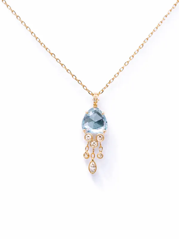 Aquamarine & Diamond Jellyfish Yellow Gold Necklace sold by YLANG23