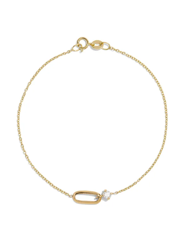 Diamond OG Link Yellow Gold Bracelet made by YLANG23