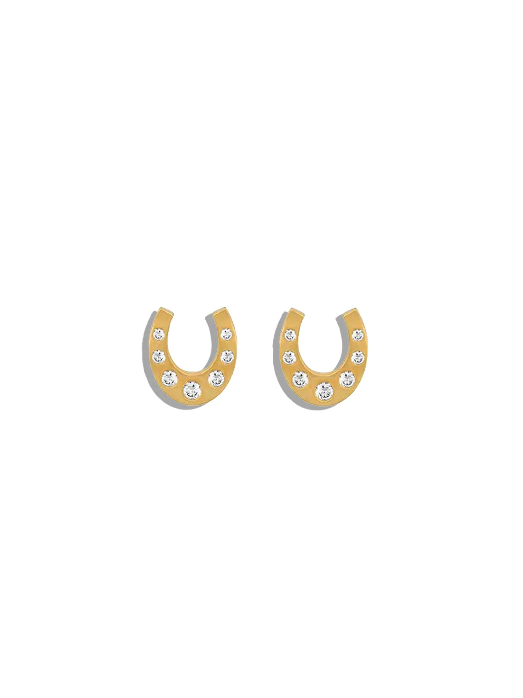 Mini Diamond Horseshoe Yellow Gold Studs sold by YLANG23