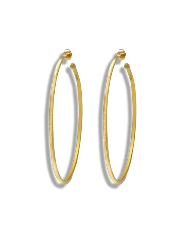 Large Hammered Yellow Gold Bangle Hoop Earrings sold by YLANG23