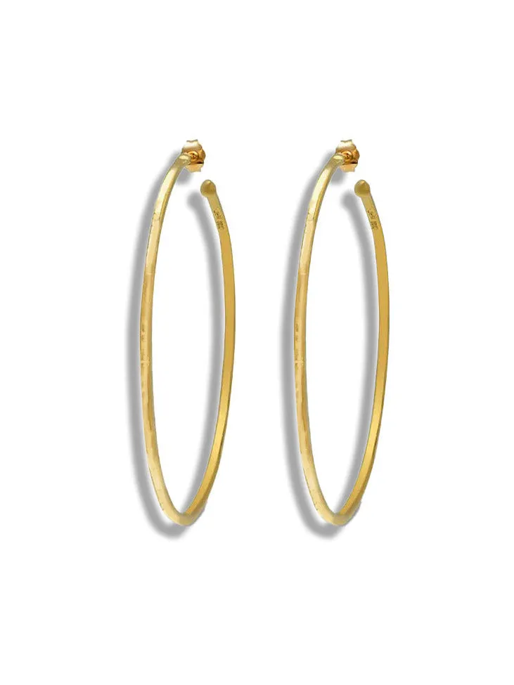 Large Hammered Yellow Gold Bangle Hoop Earrings sold by YLANG23