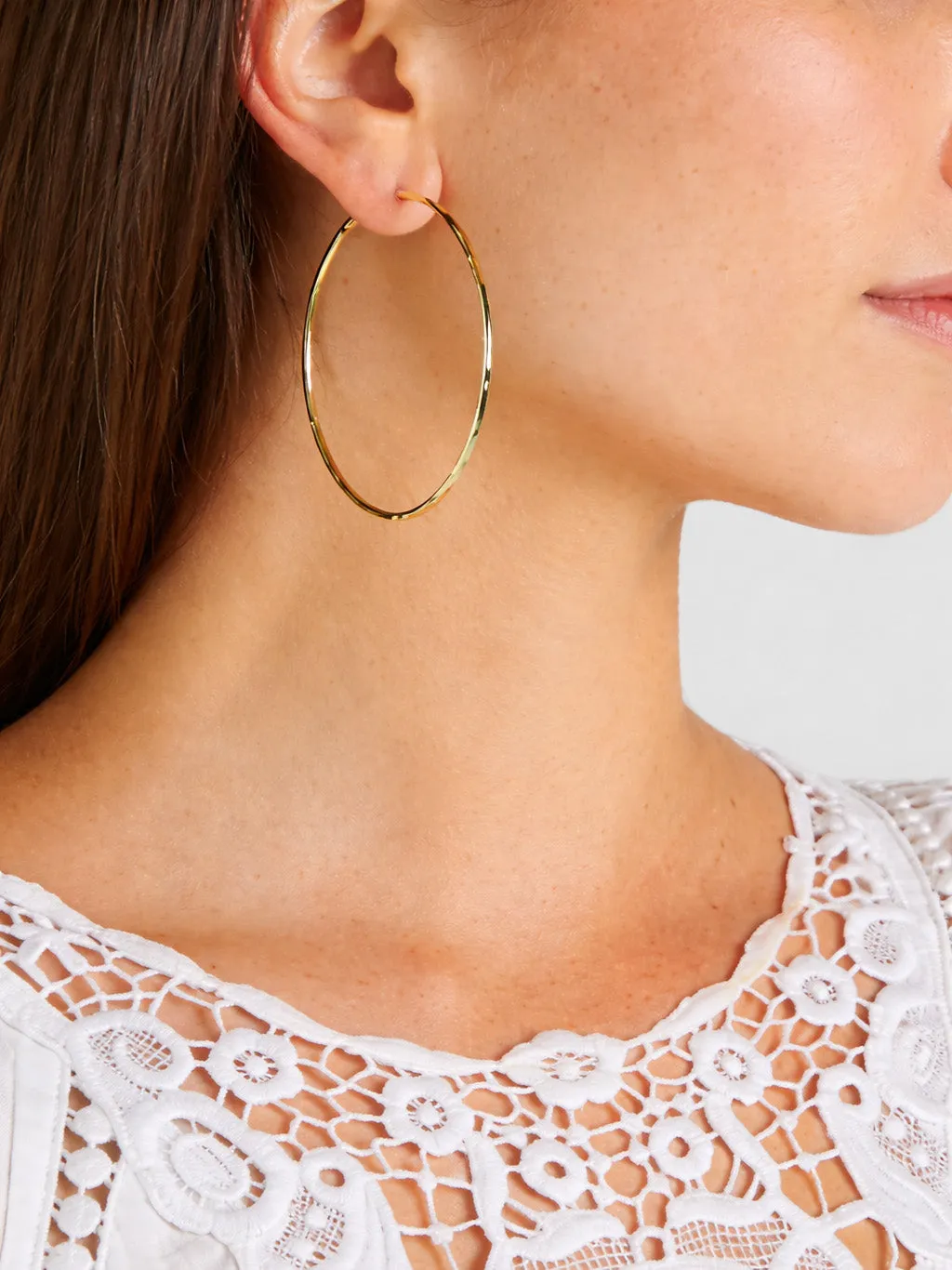 Large Hammered Yellow Gold Bangle Hoop Earrings sold by YLANG23 product image thumbnail 2