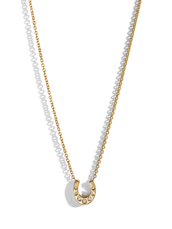 Mini Diamond Horseshoe Yellow Gold Necklace made by Jennifer Meyer