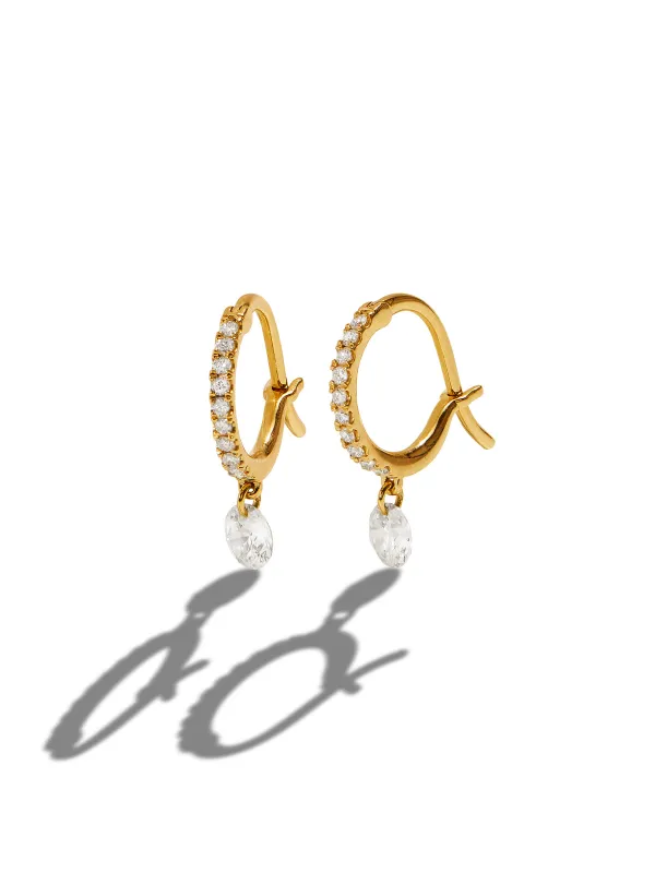 Set Free Diamond Yellow Gold Mini Hoop Earrings made by YLANG23