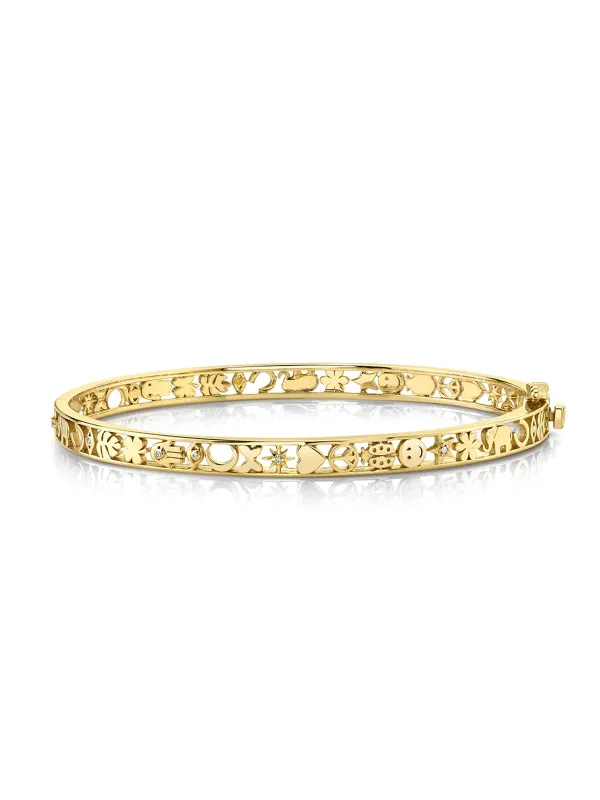 Open Icon Yellow Gold Hinge Bangle made by Sydney Evan