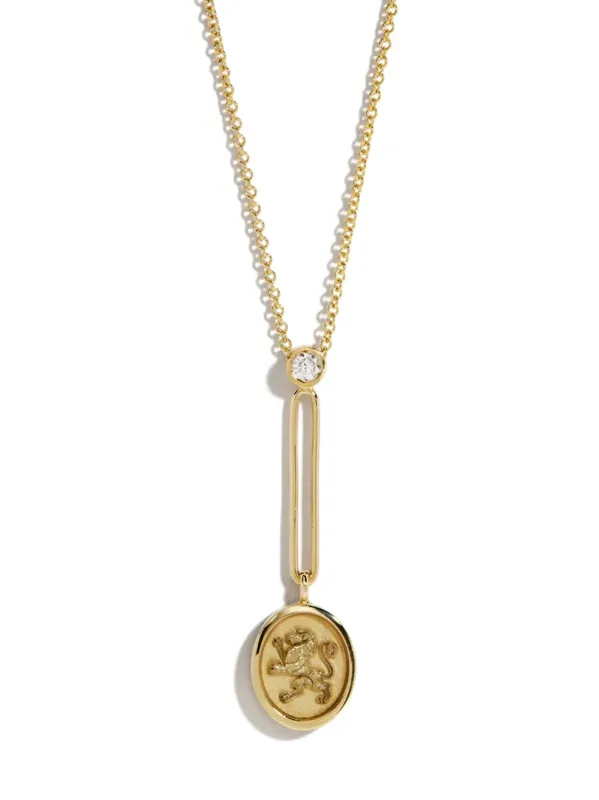 Lion Fantasy Signet Yellow Gold Pendant Necklace made by YLANG23