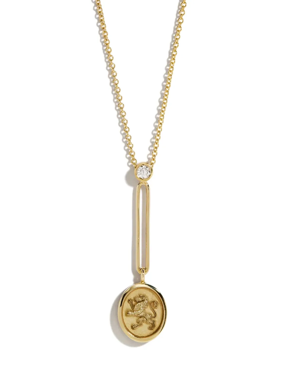 Lion Fantasy Signet Yellow Gold Pendant Necklace sold by YLANG23