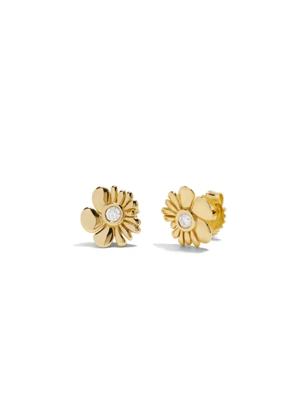 Petite Bonded Flower Yellow Gold Stud Earrings made by YLANG23