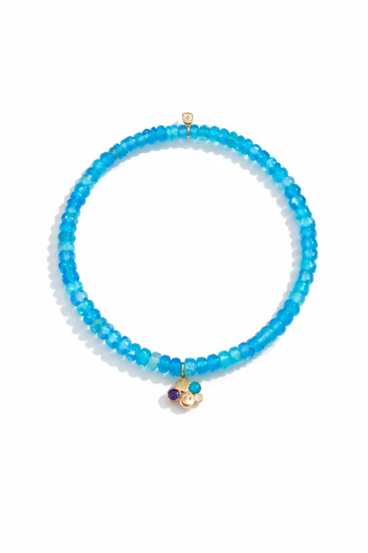 Happy Face Heart Cluster on Blue Ethiopian Opal Beaded Bracelet made by Sydney Evan