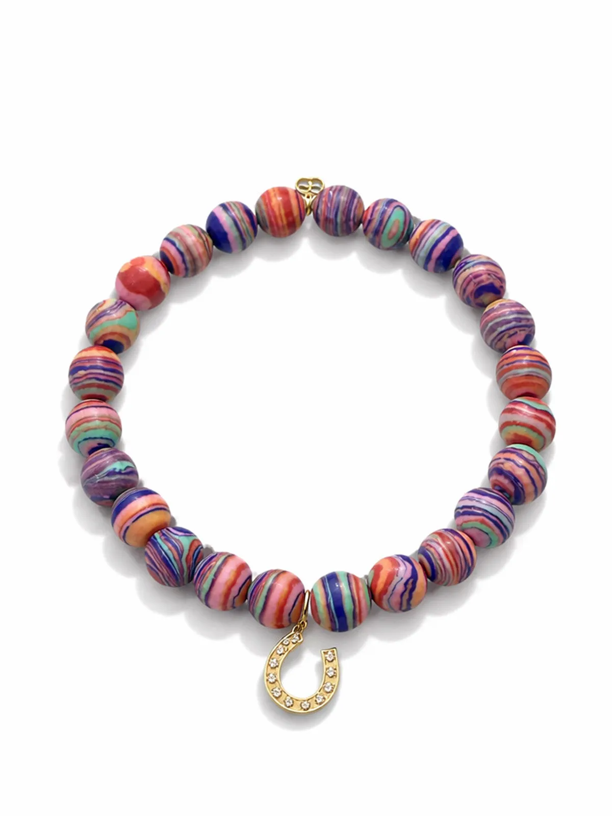 Diamond Horseshoe on Sunstripe Jasper Beaded Bracelet sold by YLANG23