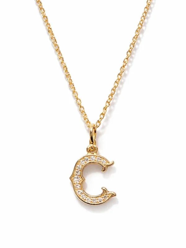 Western Initial Yellow Gold Pendant Necklace made by YLANG23