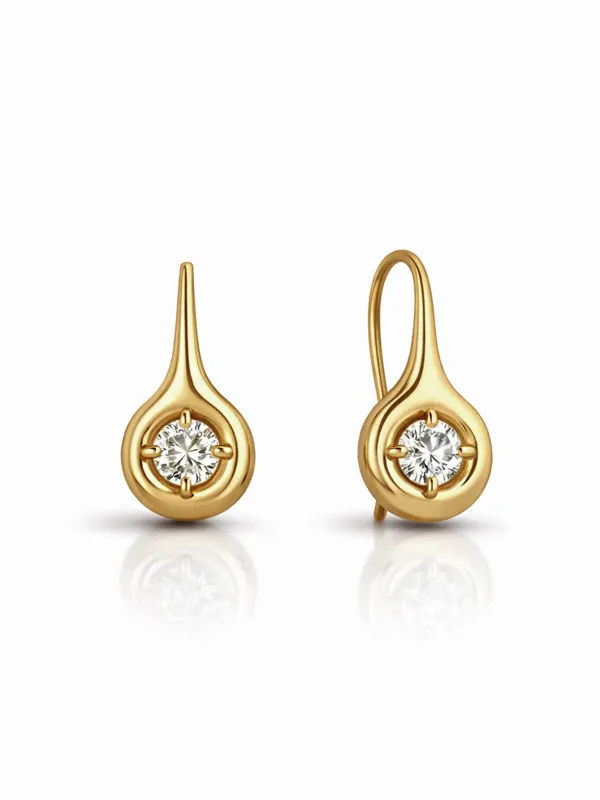 Diamond Orb Drop Yellow Gold Earrings made by YLANG23