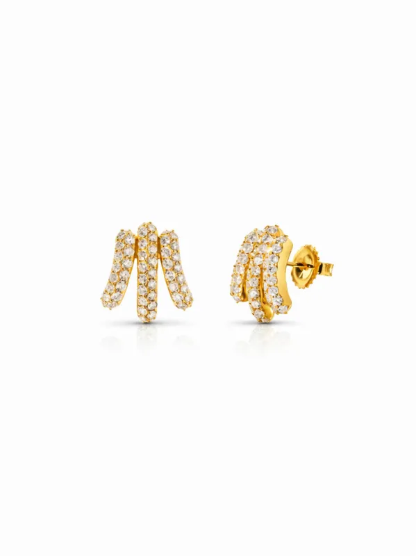 Diamond Serre Yellow Gold Earrings made by YLANG23