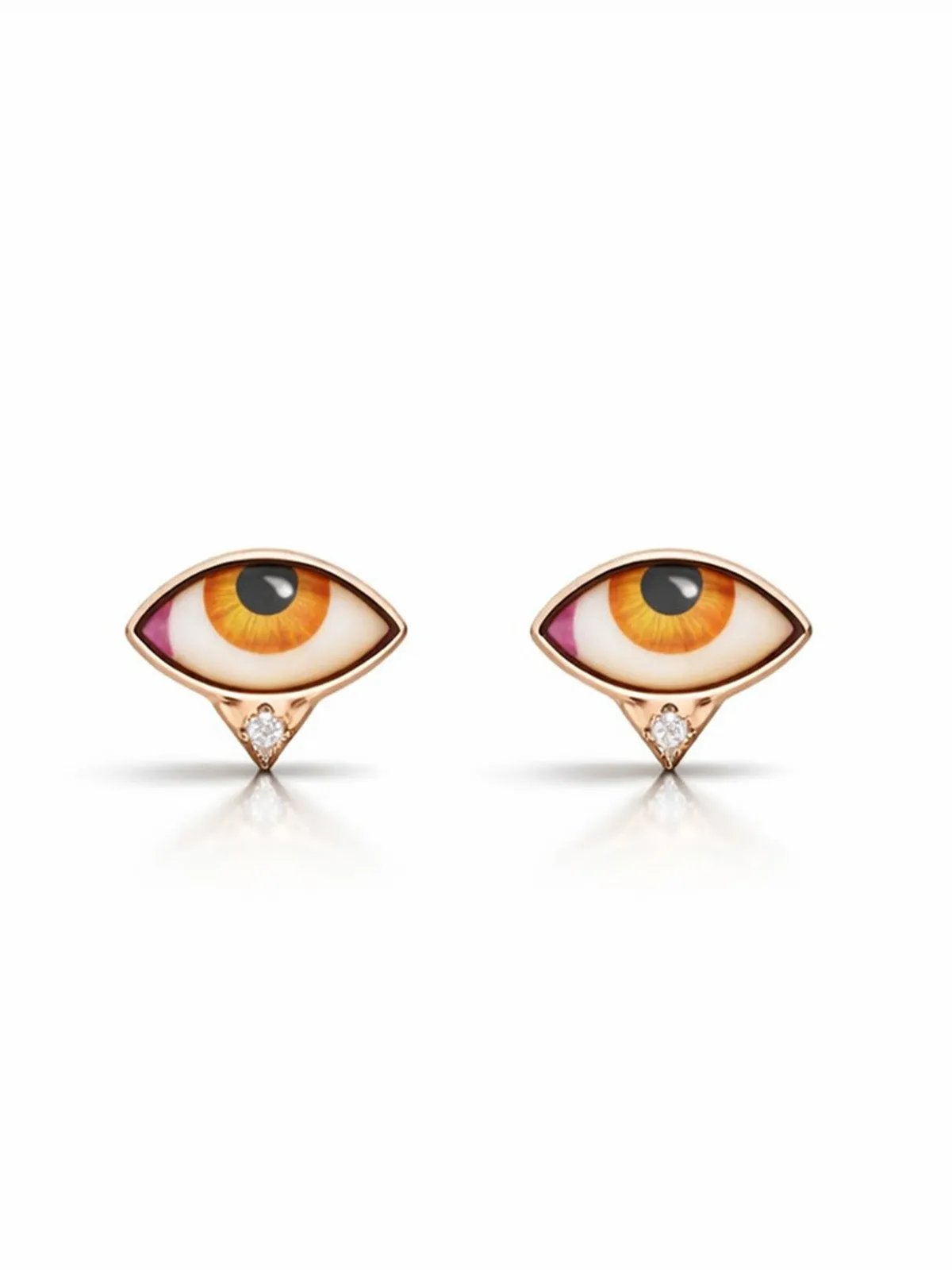 Petit Ambre Enamel Eye Yellow Gold Stud Earrings sold by YLANG23
