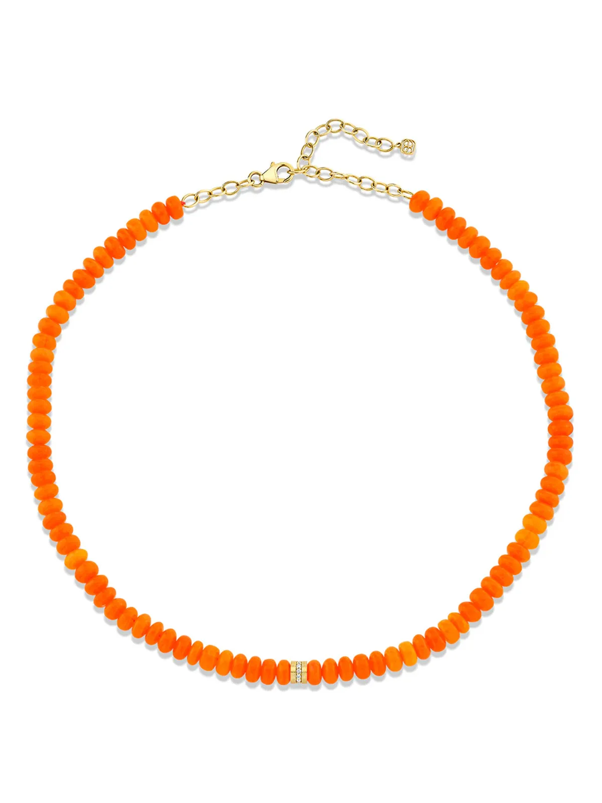Diamond Rondelle Fire Opal Beaded Necklace sold by YLANG23