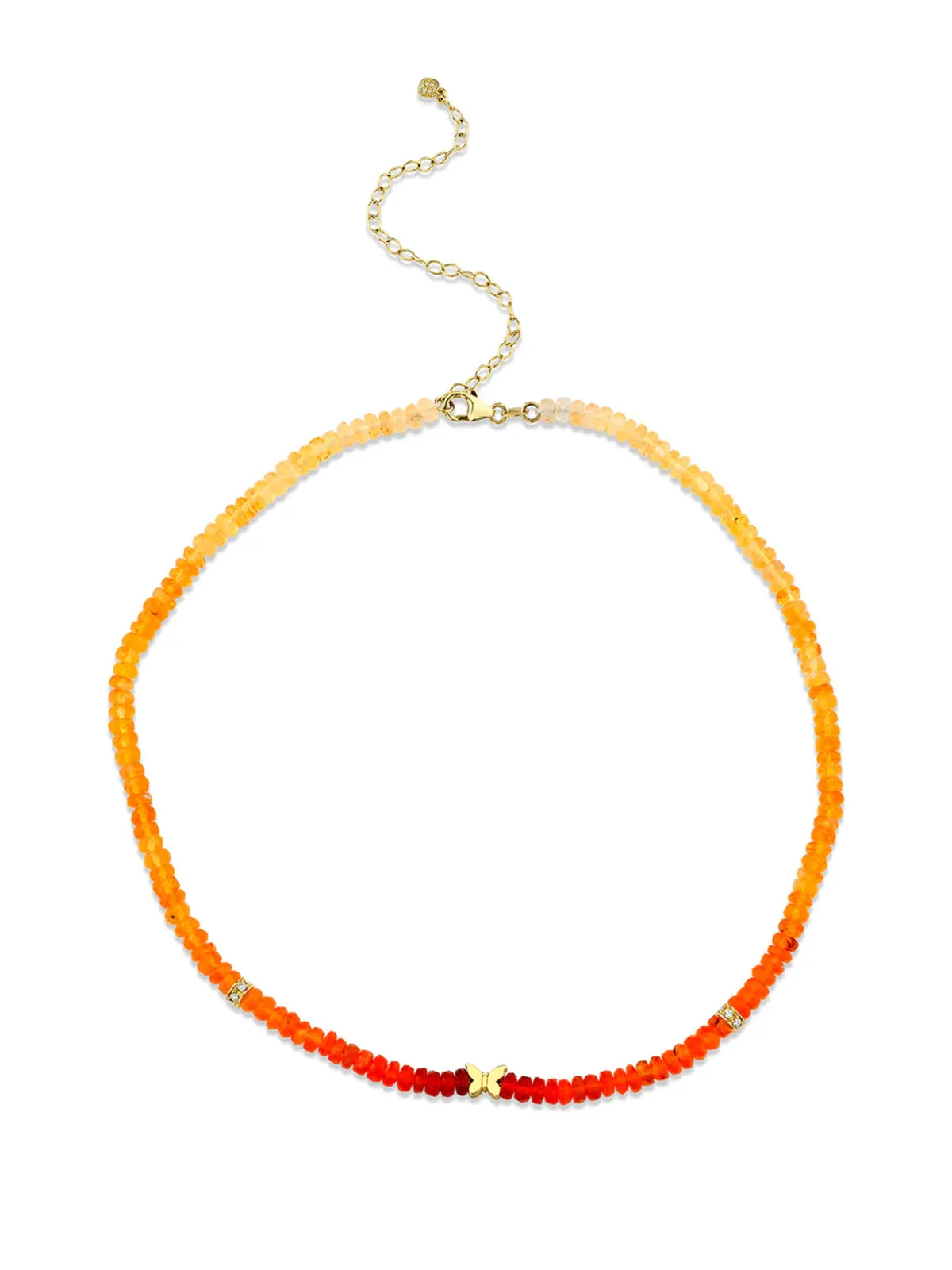 Butterfly & Diamond Rondelle Fire Opal Beaded Necklace sold by YLANG23