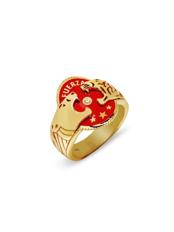 Strength Red Enamel Yellow Gold Cigar Band made by YLANG23