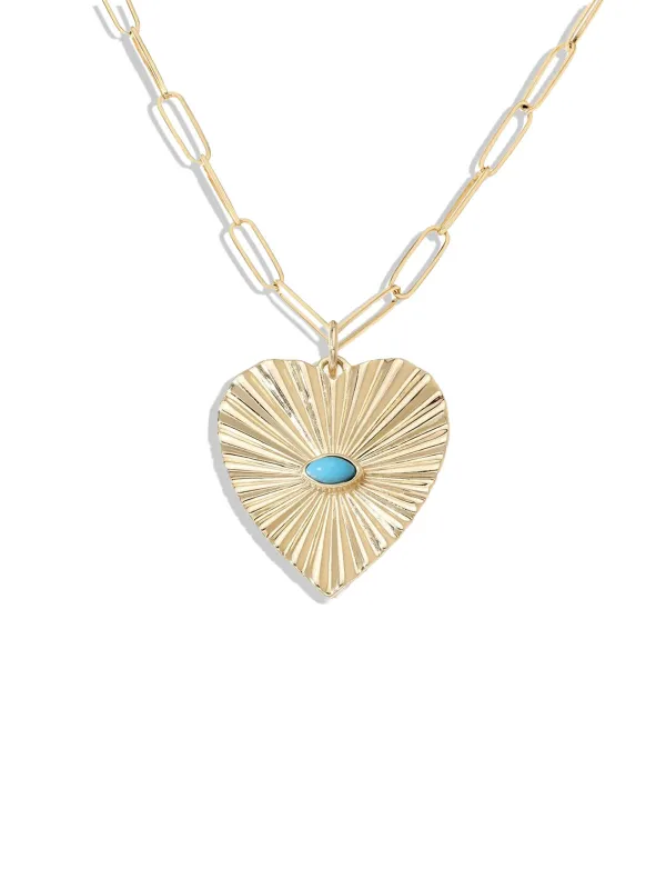 Large Turquoise Sunbeam Heart Charm made by YLANG23