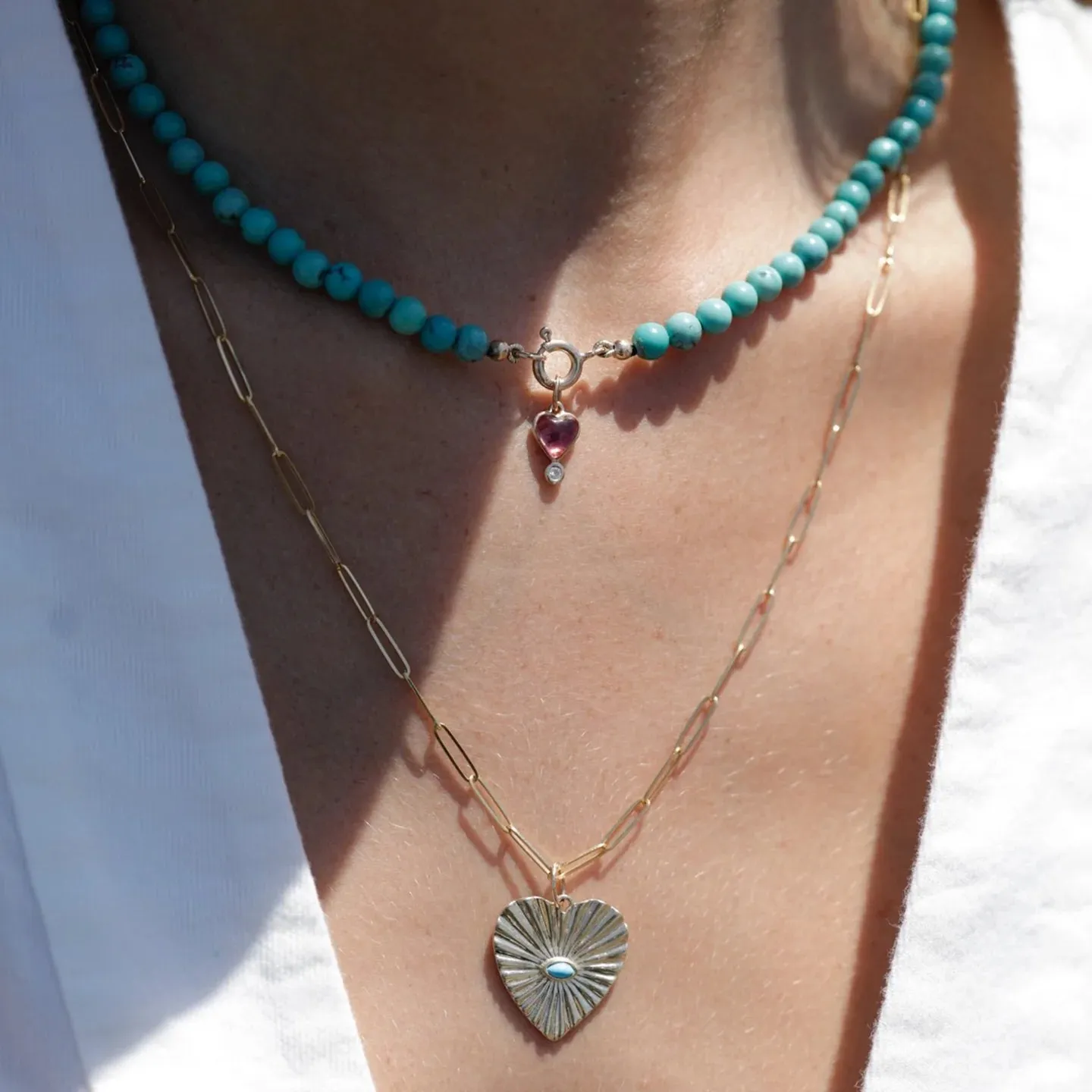 Large Turquoise Sunbeam Heart Charm sold by YLANG23 product image thumbnail 2