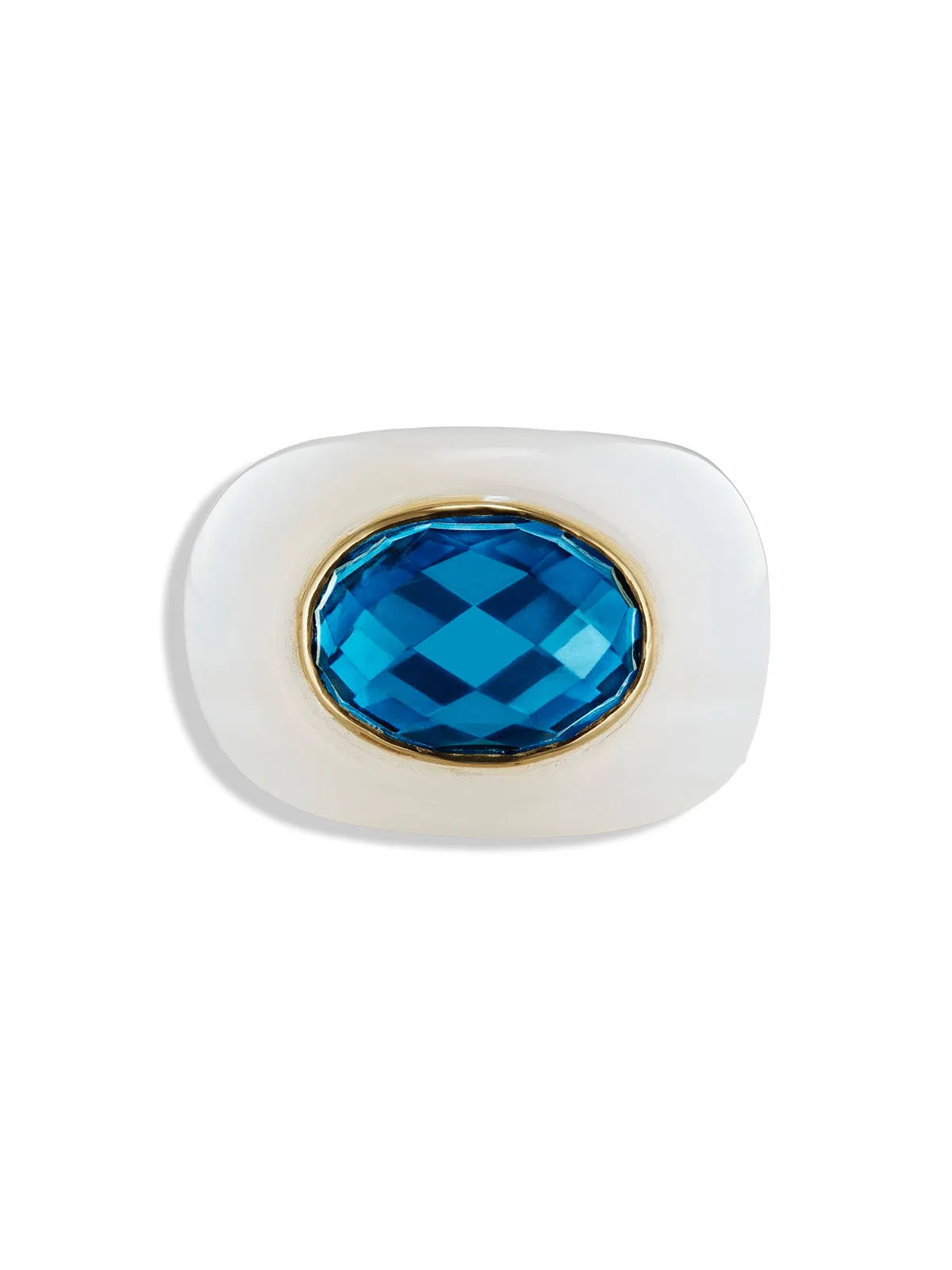 Sculptural White Onyx & Topaz Stone Ring sold by YLANG23