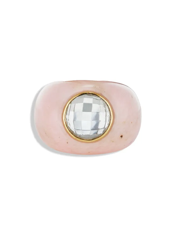 Sculptural Pink Opal & Topaz Stone Ring made by YLANG23